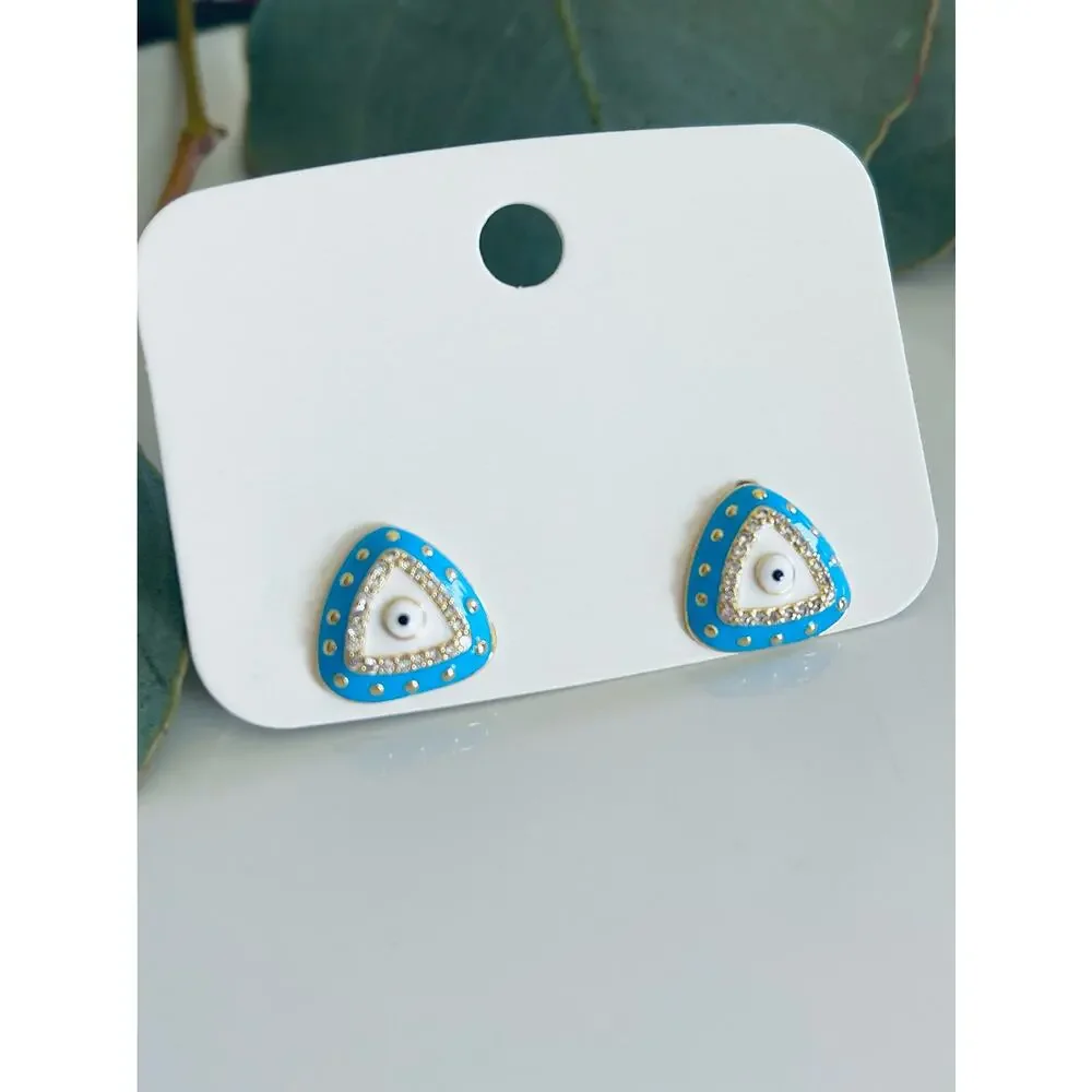 Triangle Eye Gold Plated Earrings